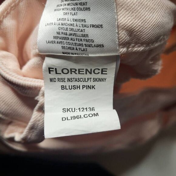 DL1961 Womens Florence Instasculpt Skinny Jeans Size 30 Pink Raw Hem Mid Rise - Picture 5 of 9